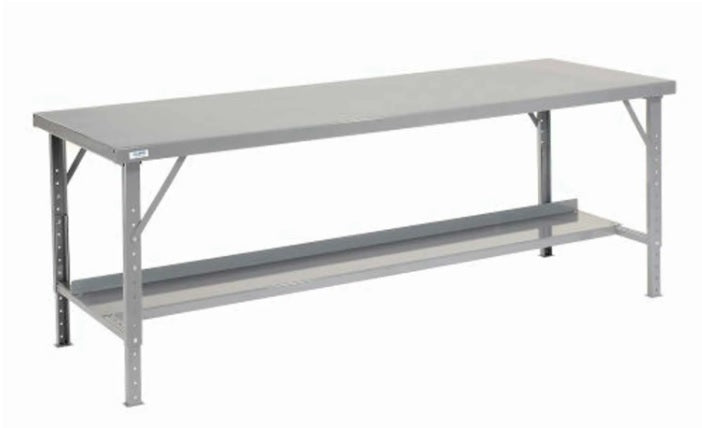 Global Industrial™ Extra Long Assembly Workbench, 84 x 34", Folding Leg, Steel Square Edge