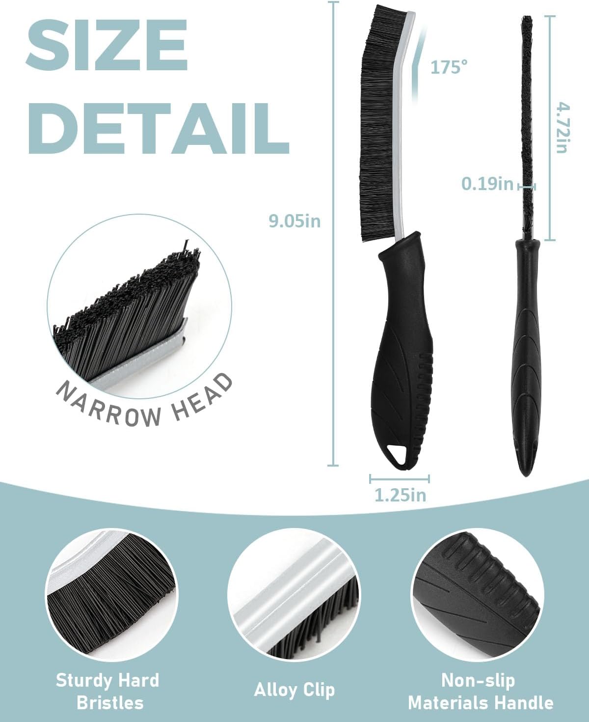 Crevice Cleaning Brush Set with Hard Bristles, Multifunction Gap Scrub Brushes for Bathroom, Kitchen, Tile, Grout, Window Tracks and Household Cleaning - PuriLite