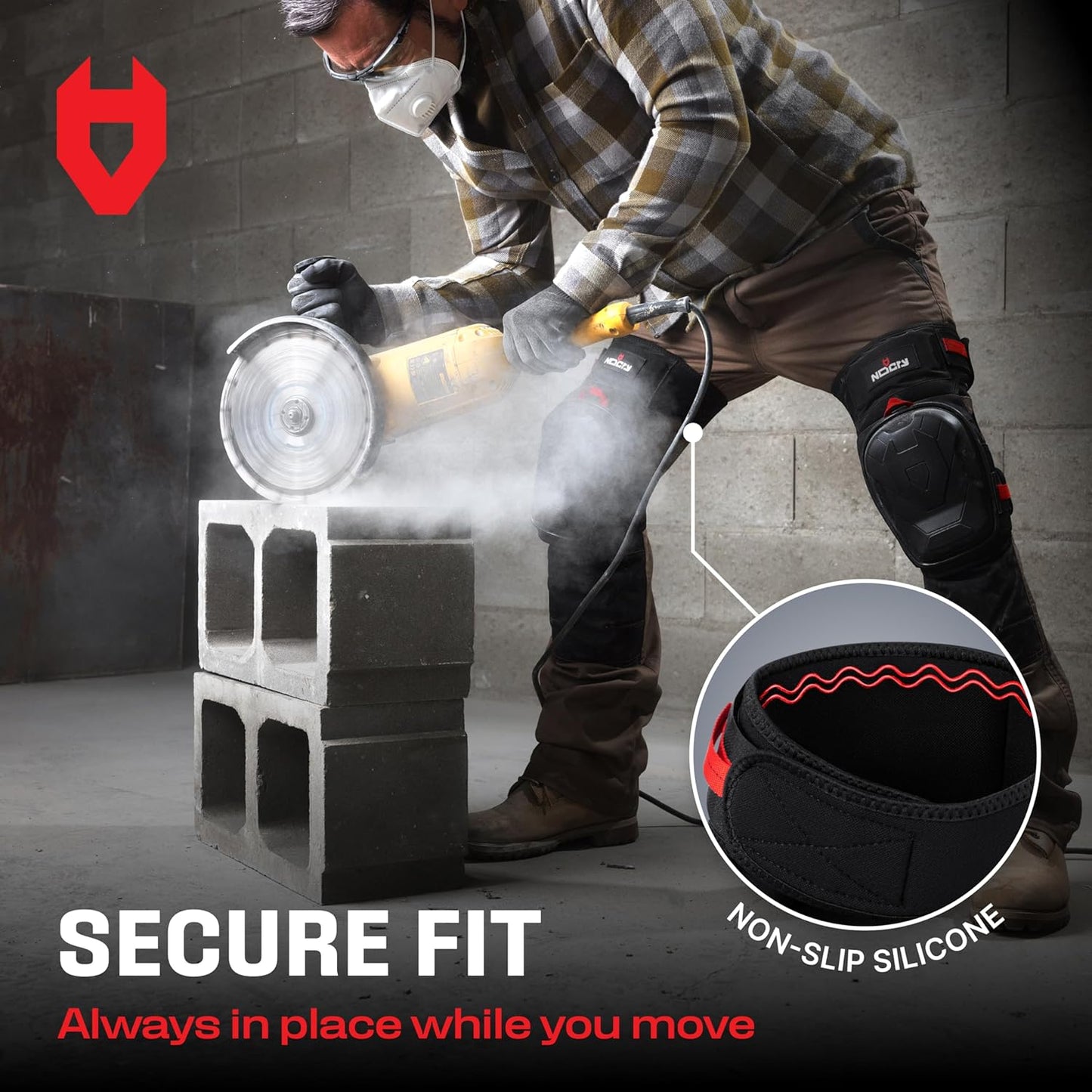 NoCry Professional Work Knee Pads for Men Construction with Ankle Support and Heavy Duty Anti-Slip Cap - Foam Cushion and Extra Thick Gel Knee Pads for Women and Men - Reinforced Thigh & Shin Straps
