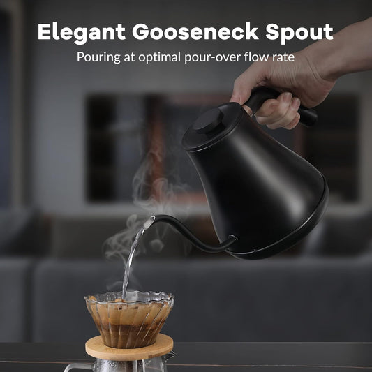 Mecity Electric Kettle Gooseneck Pour Over Kettle ±1℉ Temperature Control Quick Heating Water Boiler for Coffee & Tea & Formula Auto Shut Off Tea Kettle 1200 Watt, 0.8L, Matt Black, Barista Edition - PuriLite
