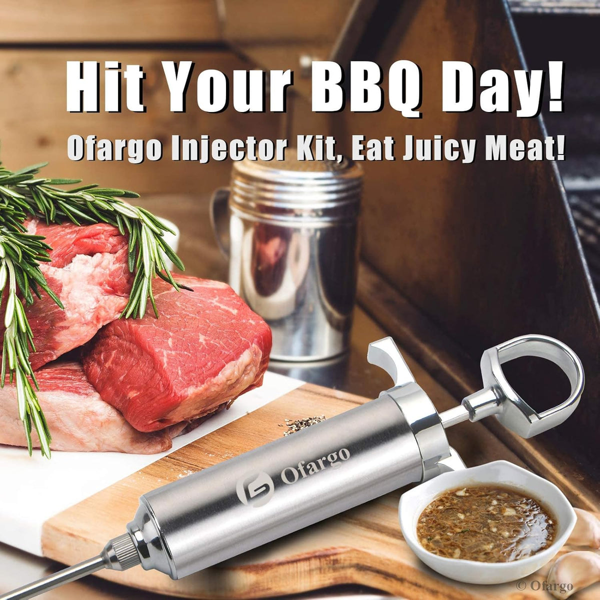 Stainless Steel Meat Injector Syringe Kit 2oz with 4 Marinade Needles, Flavor Injector for BBQ, Grill, Smoker, and Home Cooking – Includes E-Book Recipe Guide - PuriLite