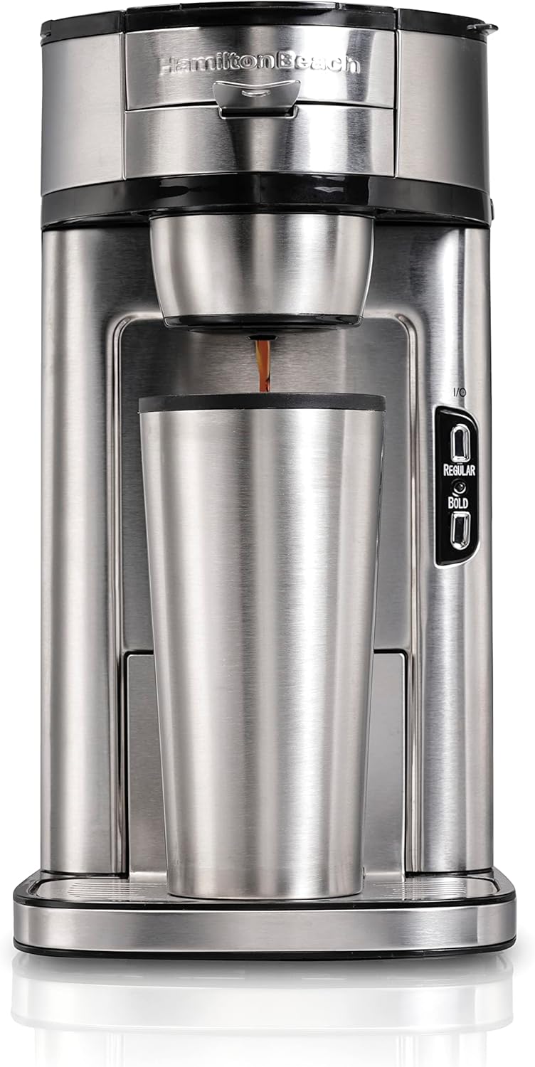 Hamilton Beach Scoop Single Serve Coffee Maker, Fast Brewing, Stainless Steel (49981A)