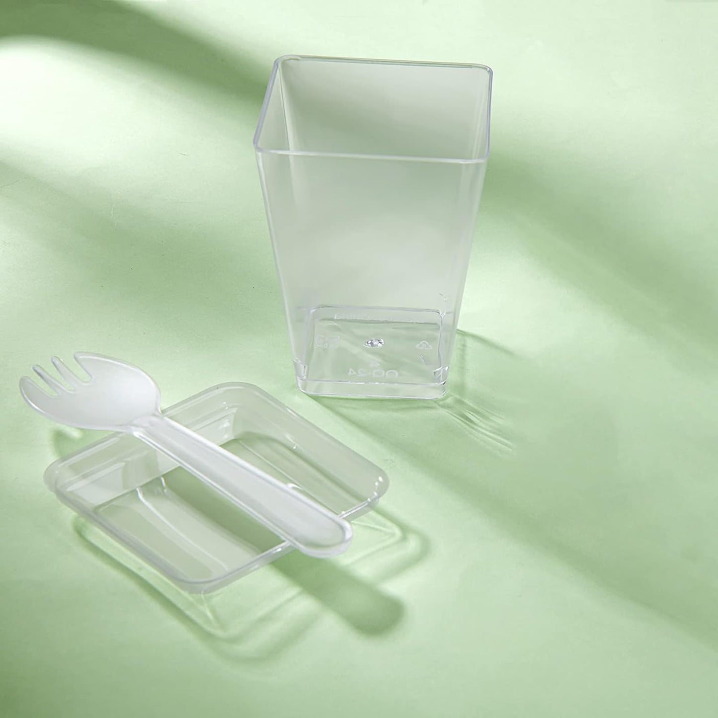 Clear Dessert Cups with Lids and Spoons, 50 Pack 5.4oz Mini Dessert Cups,Clear Square Parfait Appetizer Cup, Reusable Mini Serving Cups for Halloween Thanksgiving Christmas