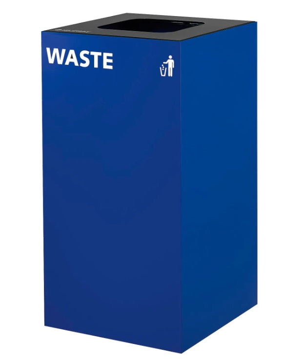Global Industrial™ Square Recycling/Trash Can with Waste Lid, 36 Gallon, Blue