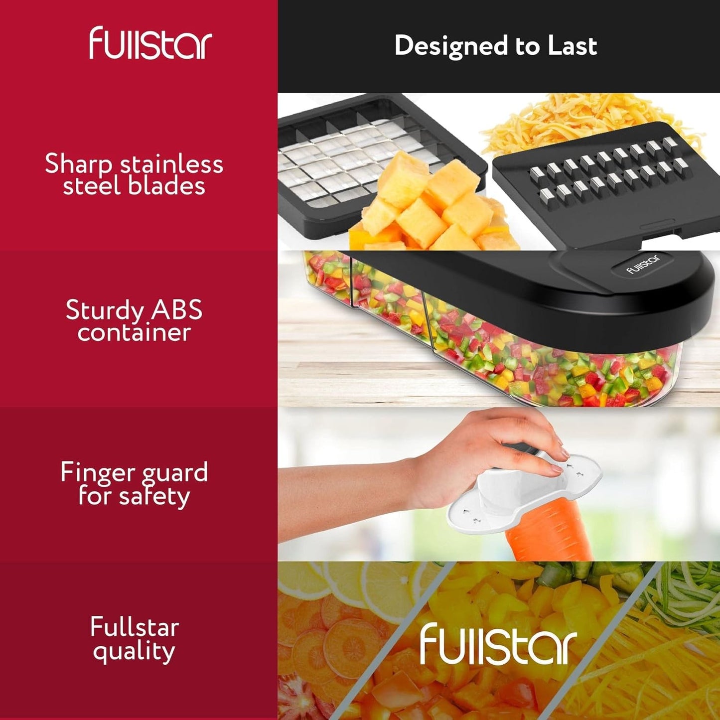 Vegetable Chopper Cutter Mandoline Slicer Cheese Grater - Food Onion Salad Veggie Chopper with Container - French Fry Potato Dicer Slicer Cutter - Kitchen Tools Gadgets (6-in-1 Compact White)