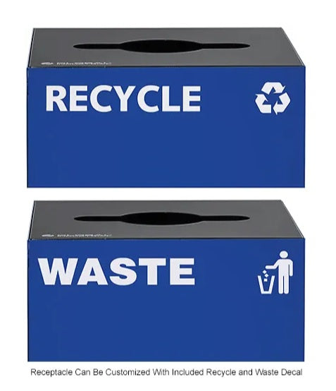 Global Industrial™ Square Recycling/Trash Can with Waste Lid, 36 Gallon, Blue