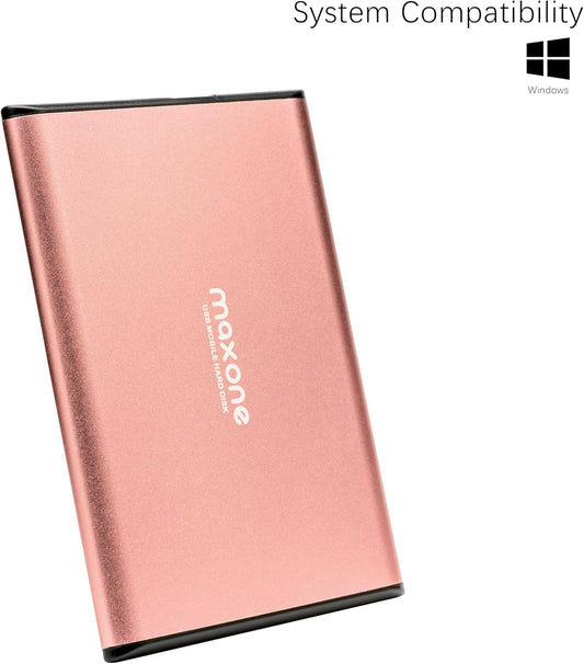 500GB External Hard Drive Portable - Maxone Ultra Slim 2.5'' External HDD USB 3.0 Compatible with PC, Laptop, Rose Pink - PuriLite