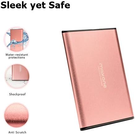500GB External Hard Drive Portable - Maxone Ultra Slim 2.5'' External HDD USB 3.0 Compatible with PC, Laptop, Rose Pink