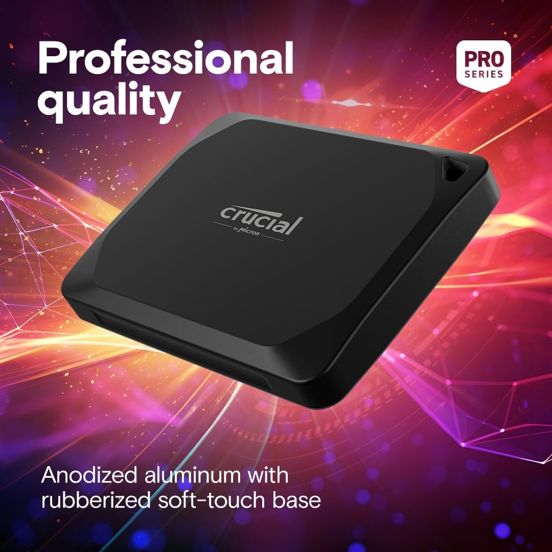 Crucial X10 Pro 1TB Portable SSD - Up to 2100MB/s Read, 2000MB/s Write -Water and dust Resistant, PC and Mac, with Mylio Photos+ Offer - USB 3.2 External Solid State Drive - CT1000X10PROSSD902