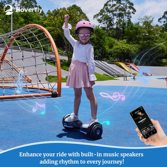 HOVERFLY Glide Hoverboard, LED 6.5" Wheels Self Balancing Scooter with Dual 200W Motor up to 10km/h & Max 7km Range, Headlight & UL2272 Certified Electric Hover Boards Kids Teens - PuriLite