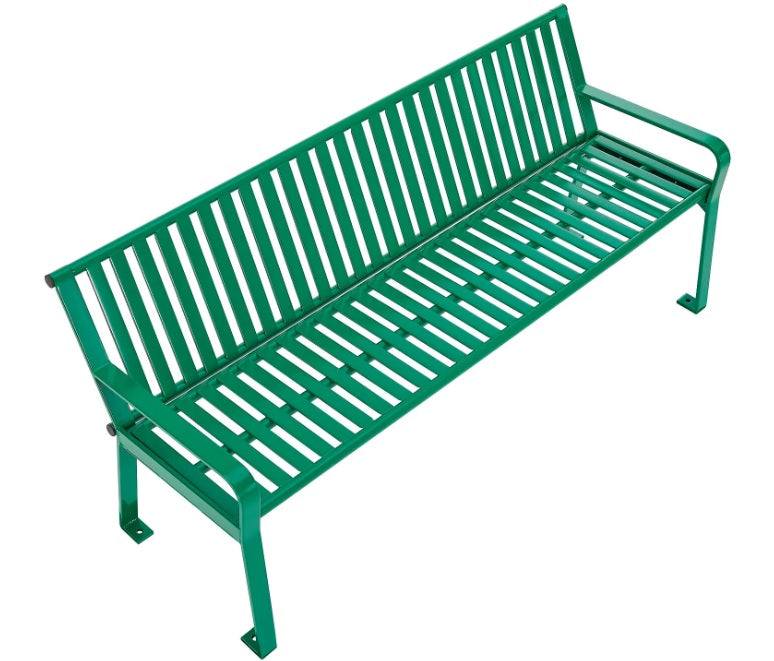 Global Industrial™ 6' Outdoor Bench with Back, Vertical Steel Slat, Green