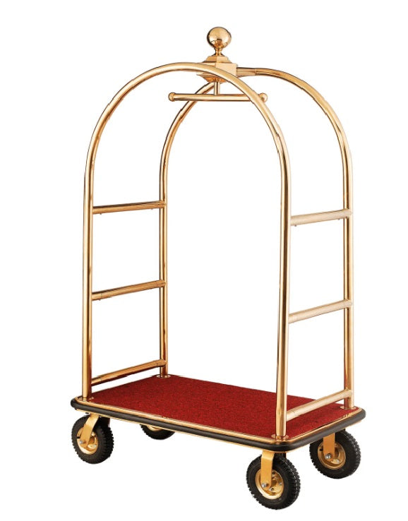 Global Industrial™ Bellman Cart Curved Uprights, 8" Pneumatic Casters, Gold Stainless Steel