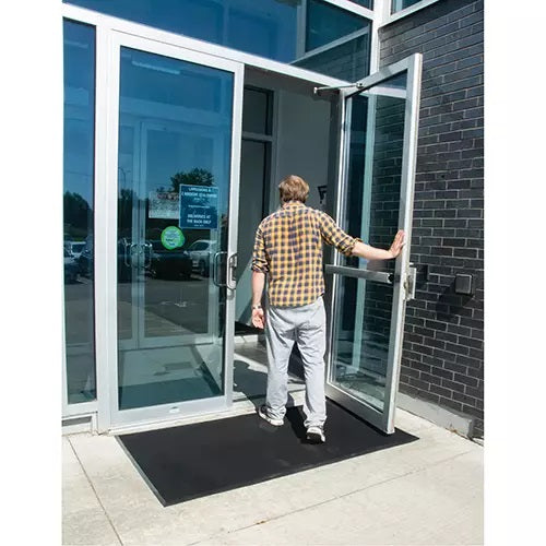 Outdoor Entrance Matting, Rubber, Scraper Type, Textured Pattern, 3' x 6', Black - PuriLite