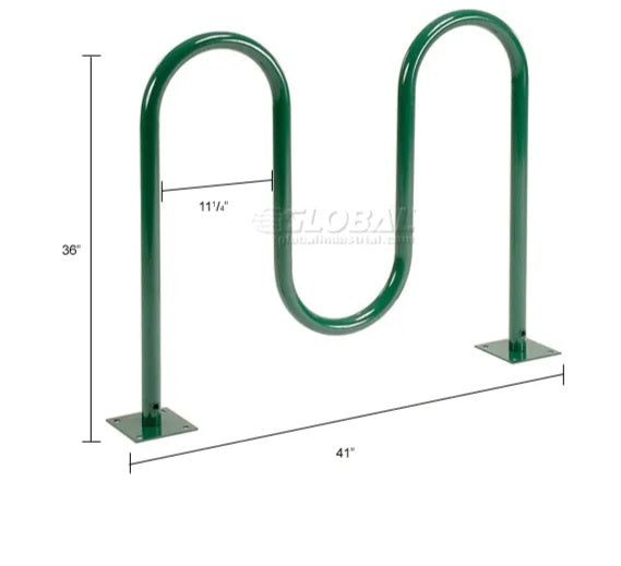 Global Industrial™ Wave Bike Rack, 5-Bike Capacity, Flange Mount, Green