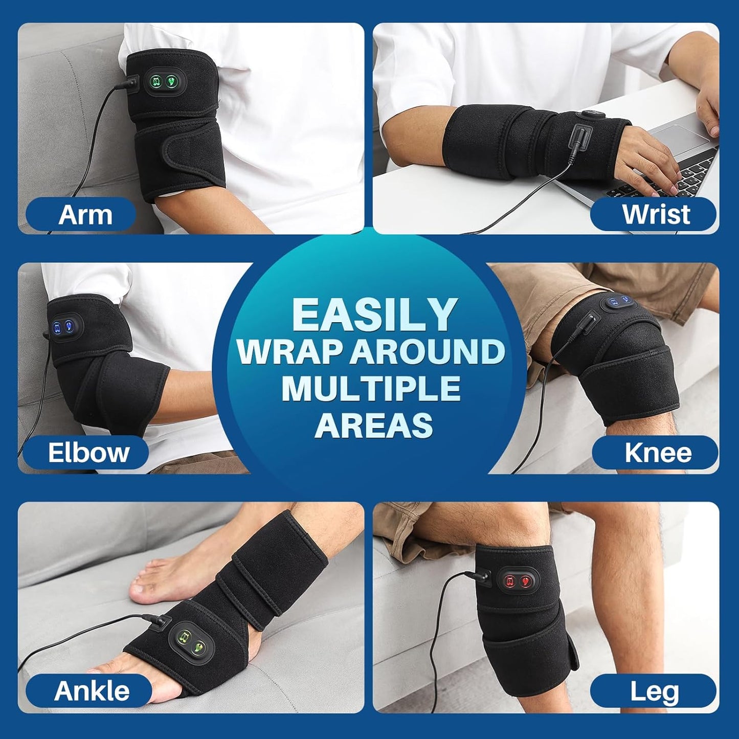 Flexible Electric Heating Pad Wrap for Elbow, Arm, Wrist, Knee, and Leg – Adjustable 4 Heat Levels, Fast Heating, 78-Inch Long Cord, Soft Flannel Pain Relief Wrap