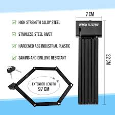 Demon Electric Foldable Bike Lock – 38-Inch Anti-Theft Folding Bicycle Lock, High-Strength Alloy Steel, Compact & Portable with Mounting Holder and 2 Keys