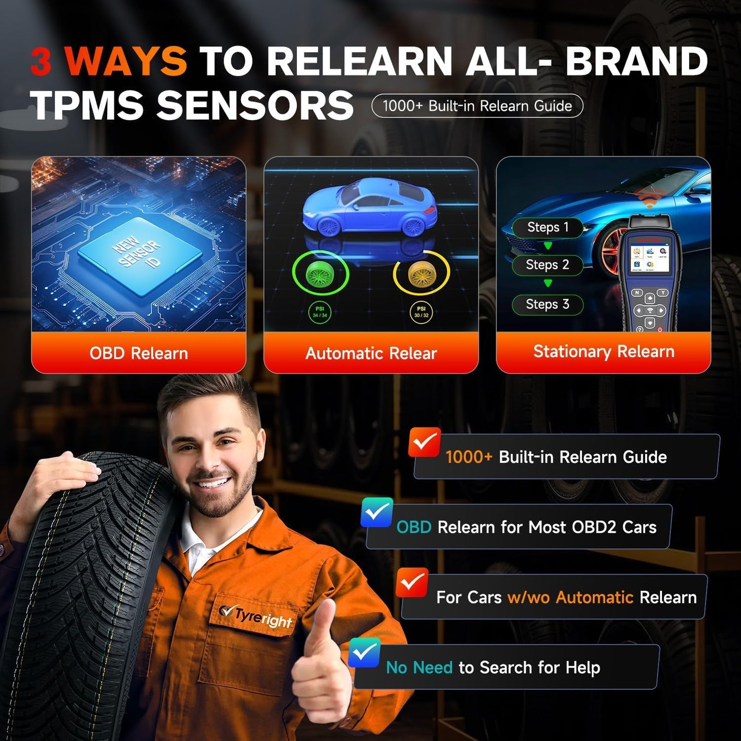 Autel MaxiTPMS TS501 PRO, 2025 TPMS Programming Tool Same as TS508, Up of TS501 TS408S, Relearn Activate 99% TPMS Sensors, Program Autel MX-Sensor 315/433MHz, TPMS Reset & Diagnostics, Lifetime Update