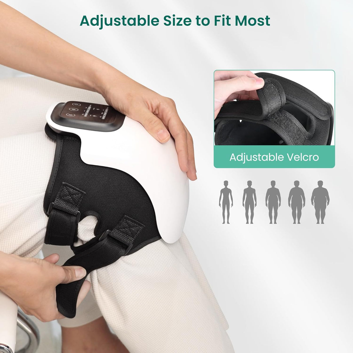Smart Knee Massager - Cordless Knee Massager with Heat & Vibration - Heated Knee Brace with LED Screen for Pain Relief, Stretched Ligament and Muscles Injuries - PuriLite
