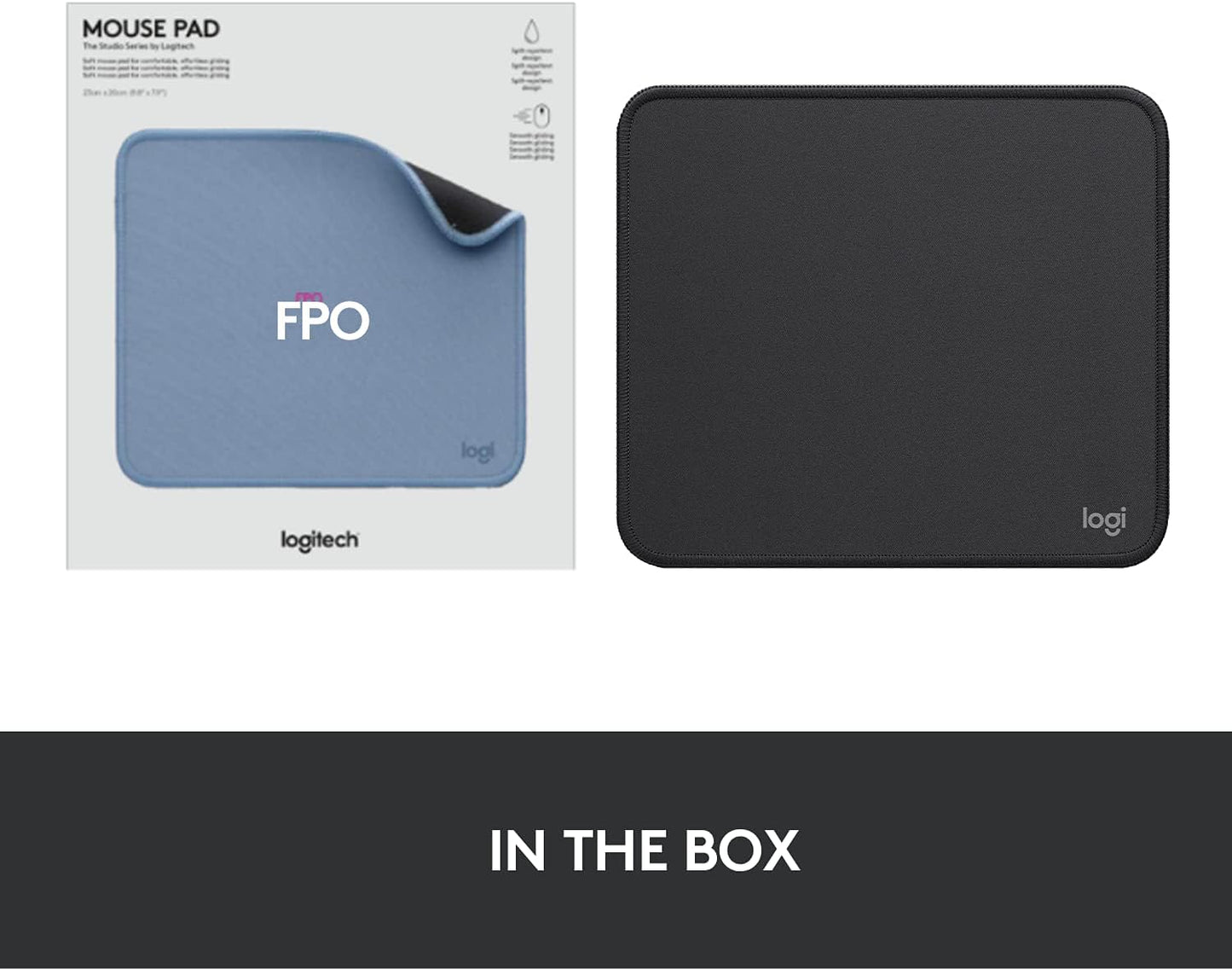 Logitech Mouse Pad - Studio Series, Computer Mouse Mat with Anti-slip Rubber Base, Easy Gliding, Spill-Resistant Surface, Durable Materials, Portable, in a Fresh Modern Design, Graphite