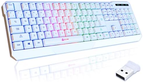 KLIM Chroma Wireless Gaming Keyboard RGB New - Long-Lasting Rechargeable Battery - Quick and Quiet Typing - Water Resistant Backlit Wireless Keyboard for PC PS5 PS4 Mac - Black