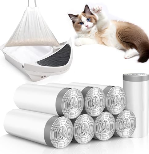 Niserelesa 160 Count Cat Litter Box Liners with Drawstring, Compatible with Litter Box Robot 3 & 4, Cat Litter Bag Replacement, Self-Cleaning Cat Litter Trash Bags, 10-12 Gallons (160 Count)