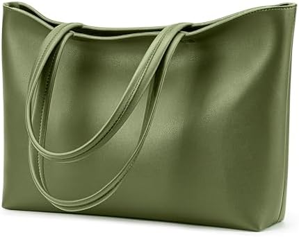 KALIDI Tote Bag Zipper Shoulder Bag Faux Leather Purses for Women Large Casual Handbag Work Dating College