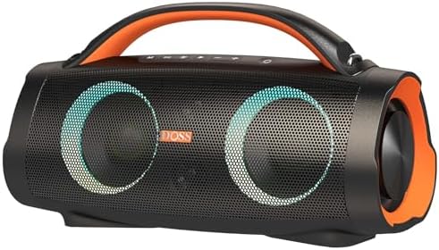 DOSS Extreme Boom Pro Bluetooth Speaker with 100W Stereo Sound, Rich Bass, 20H Playtime, Mixed Color Light, IPX6 Waterproof Haut parleur for Camping, Beach, Outdoor-Orange