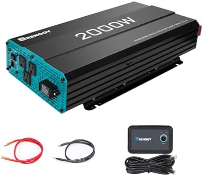 Renogy Pure Sine Wave Inverter 1000w Power Inverter DC 12v to AC 110v, Solar Inverter 12v to 110v Converter with 5V/2.1A USB Port, 2 AC Ports, Remote Controller
