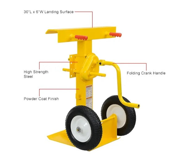 Global Industrial™ Hand Crank Trailer Stand, Semi-Pneumatic Wheels, 100,000 Lb. Static Cap.