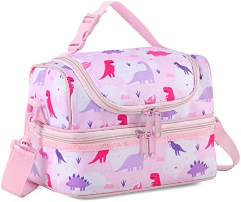 VASCHY Lunch Box Bag Men, Insulated Two Compartments Bento Cooler Bags for Adults/Women/Kids for School,Daycare,Kindergarten,Picnic Black