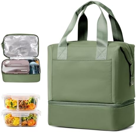 Lunch Bag Insulated Lunch Box Leakproof Lunch Tote Bags for Women Men,Portable Thermal Cooler Bag Lunch Containers with Shoulder Strap for Work, Family, Picnic, School, Outdoor,BBQ C2-Pinkpurple