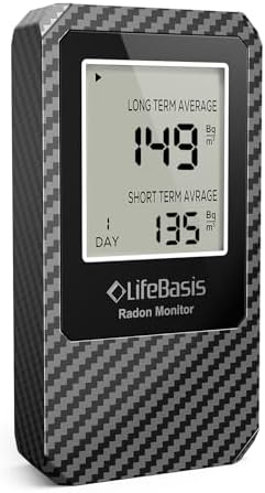 Life Basis Radon Detector for Home Radon Tester Portable with Large Screen Long and Short Term Radon Monitoring Battery Operated, Canadian Version in Bq/m - Dark Grey