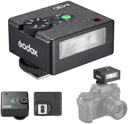 Godox iM30 Mini Camera Flash GN15 On-Camera Speedlite with 7 Power Levels 3.6s Recycle Time Single-Contact Hot Shoe Replacement for Canon Nikon Sony Mirrorless Cameras
