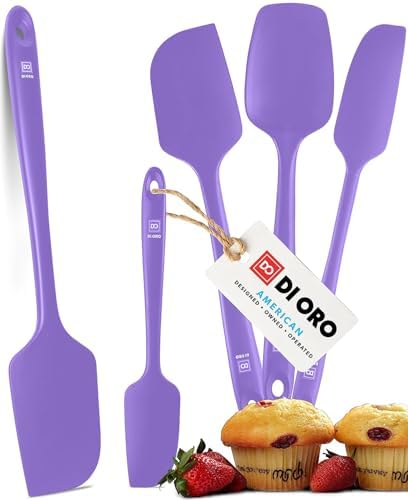 DI ORO Silicone Spatula Set - Rubber Kitchen Spatulas for Baking, Cooking, & Mixing - 600°F Heat-Resistant & BPA Free Silicone Scraper Spatulas for Nonstick Cookware - Dishwasher Safe (5pc, Black)