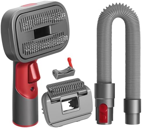 FUNTECK 2-in-1 Dog Hair Vacuum Brush for Grooming & Shedding Compatible with Dyson Gen5, V15, V12, V11, V10, V8, V7 – Removes Loose Hair, Dander, Undercoat & Tangles – Self-Cleaning Design