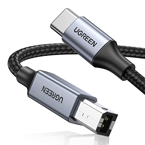 UGREEN USB C Printer Cable C to A Printer Scanner Braided MIDI Cable Compatible with DJ Controller, MIDI Keyboard, Digital Mixing Console, Piano Keyboard for MacBook Pro, iPad, 6ft