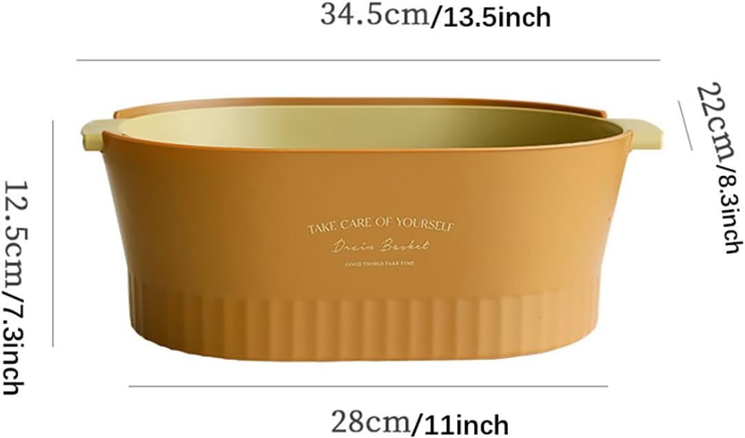 Kitchen Washbas Food Strainer Drain Basket Rotating Drainer Double-Layer Basin Vegetable Fruit Washing Strainer
