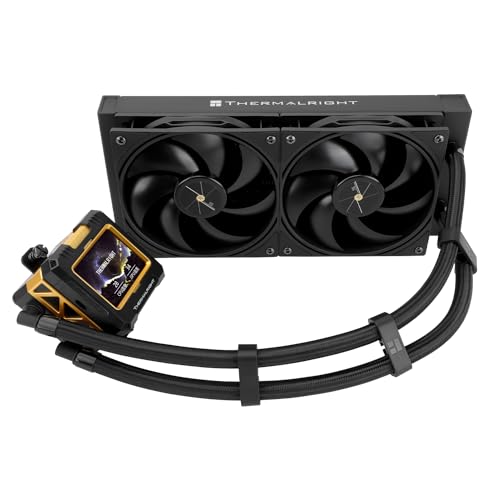 Thermalright FW 360 Black ARGB-360mm AIO CPU Liquid Cooler,IPS LCD Screen with 320 * 240 Resolution,for AM5/Intel LGA1700,‘2.4 inch’Magnet-Absorbent LCD Screen for Images -Black