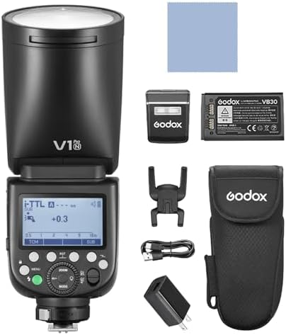 GODOX V1Pro-C 2.4G Wireless Camera Flash Speedlite with Detachable Sub Flash 1/8000s HSS 1.3s Recycle Time M/TTL Flash Mode 10 Levels Brightness Type-c Powered Compatible with Canon EOS Cameras