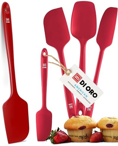 DI ORO Silicone Spatula Set - Rubber Kitchen Spatulas for Baking, Cooking, & Mixing - 600°F Heat-Resistant & BPA Free Silicone Scraper Spatulas for Nonstick Cookware - Dishwasher Safe (5pc, Black)
