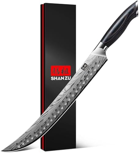 SHAN ZU Fillet Knife 7 Inch, Powder Steel Boning Knife High Carbon Japanese Filleting Knife, Ultra Sharp Deboning Knife for Meat Cutting, Fish Knife with Ergonomic Pakkawood Handle