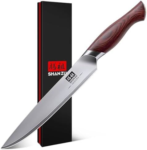 SHAN ZU Fillet Knife 7 inch, Razor Sharp Boning Knife for Meat in 10Cr15Mov Japanese High Carbon Steel Fish Knife, Professional Kitchen with Flexible Blade and Ergonomic Pakkawood Handle