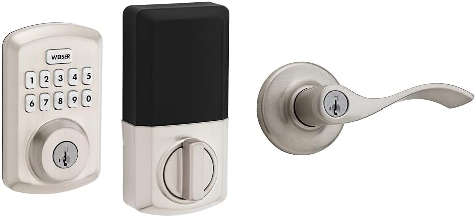 Weiser Powerbolt 3 Matte Black Keyless Entry Door Lock/Deadbolt Lock, 10-Button Keypad Door Lock with Auto Lock and 12-Month Battery Life, Electronic Door Locks for Front Door, Home Décor