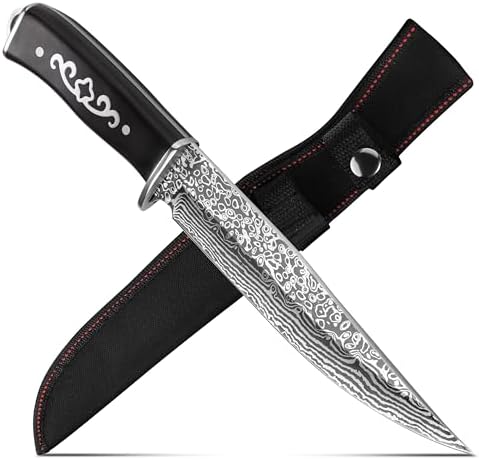 Hunting Knife with Sheath Camping Knife: Fixed Blade Outdoor Knives for Men - 17.5cm Sharp Blade Full Tang Bushcraft Knives for Survival