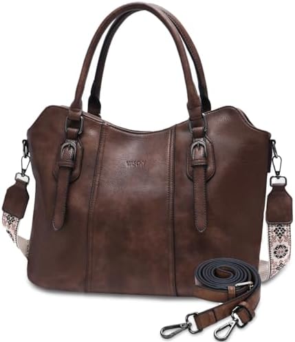 Hobo Bags for Women,VASCHY Vegan Leather Handbag Purse Top Handle Satchel Boho Shoulder Bag with Crossbody Guitar Strap