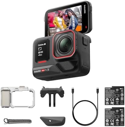 Insta360 Ace Pro 2 Get-Set Bundle- 8K Waterproof Action Camera Co-Engineered with Leica, 1/1.3" Sensor, Dual AI Chip, Leading Low Light, Superior Audio, Flip Screen & AI Editing, Dual Battery