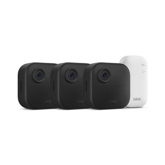 Blink Outdoor 4 (newest model) – Wireless smart security camera, two-year battery life, 1080p HD day and infrared night live view, two-way talk. Sync Module Core included – 3 camera system - PuriLite