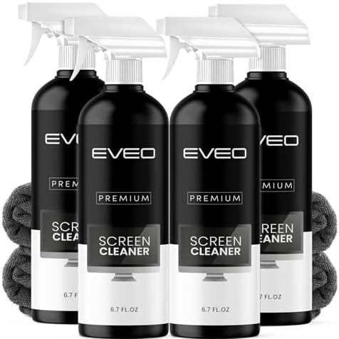 EVEO® Screen Cleaner Spray Kit (Streak-Free) TV Screen Cleaner for Smart TV, LCD, LED, OLED | Computer Spray and Wipe Microfiber Cloth for Monitor, Laptop, iPad, Car & More - 1 Pack
