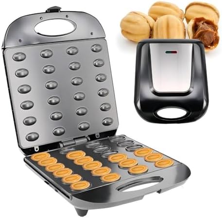 Mini Maker Waffle Maker 5“ Non-Stick Waffler Iron Stuffler Stuffed Wafflera Adjustable Browning Control, Heart, Azure