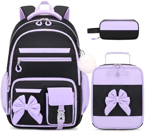 DIGOBAY Backpack for Girls, 3PCS Girls Backpack with Lunch Bag Pencil Case, Kids Backpack for Kindergarten Elementary School